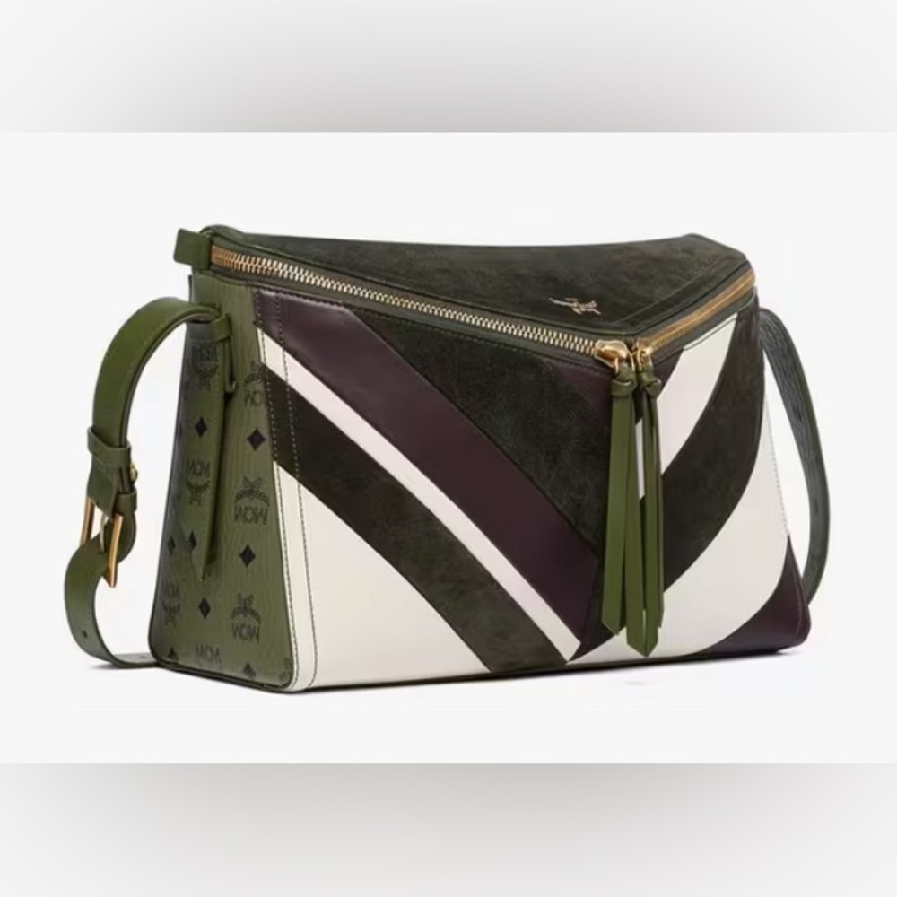 MCM Diamant 3D Shoulder Bag In Mega Herringbone Suede NWT - Picture 13 of 14